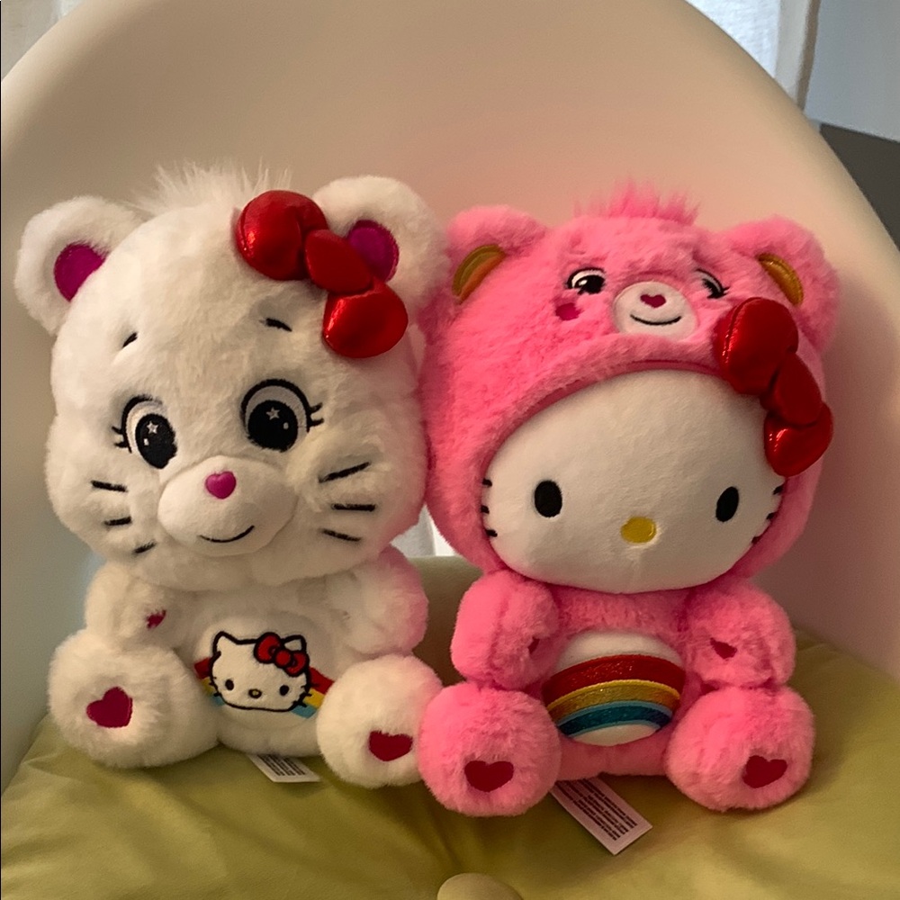 Hello Kitty X Care Bears Plush Toy Set - White and Pink